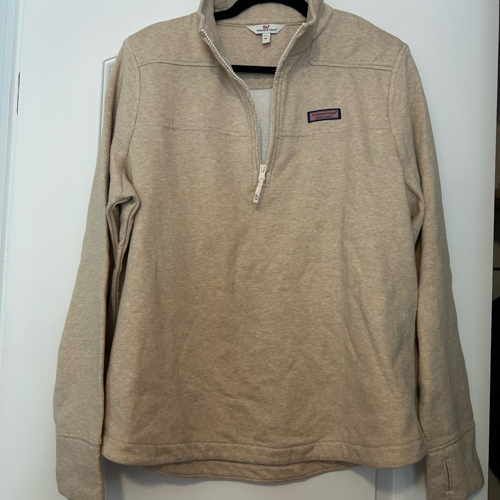 Vineyard Vines Beige Quarter-Zip Sweatshirt
